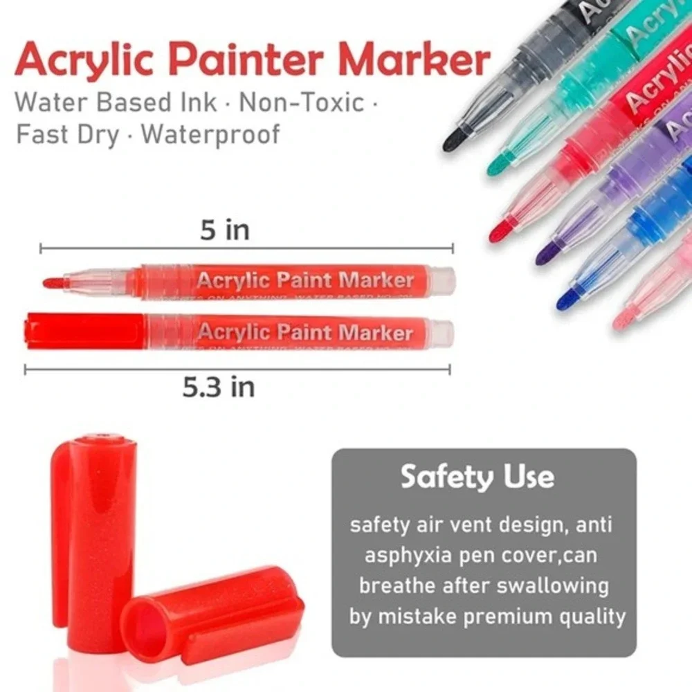 5 Sets of 12 ABEIER acrylic paint markers.‎ 60 markers in total